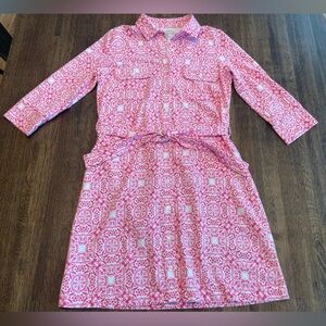 Duffield Lane Pink and White Shirt Dress - Size S